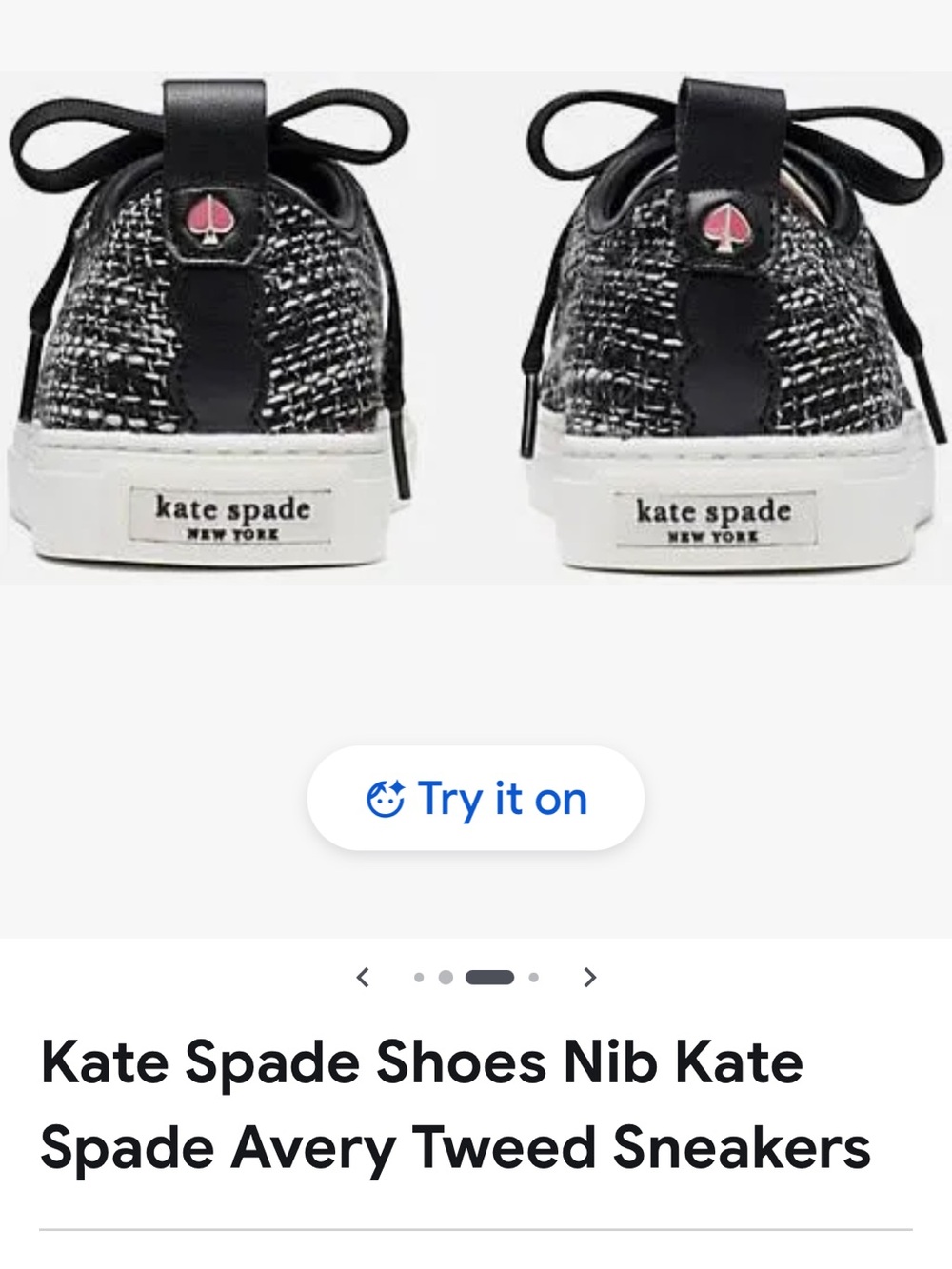 kate spade Black Tweed Lace-Up Sneakers with White Cap Toe & black laces SZ10